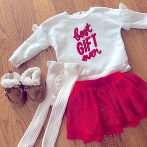 Baby Christmas Outfit with Hanna Andersson Tights and BONUS Booties